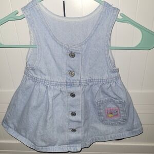 Lee Jeans Baby Girls Denim Dress 12 Months Light Wash Button vintage 90s y2k